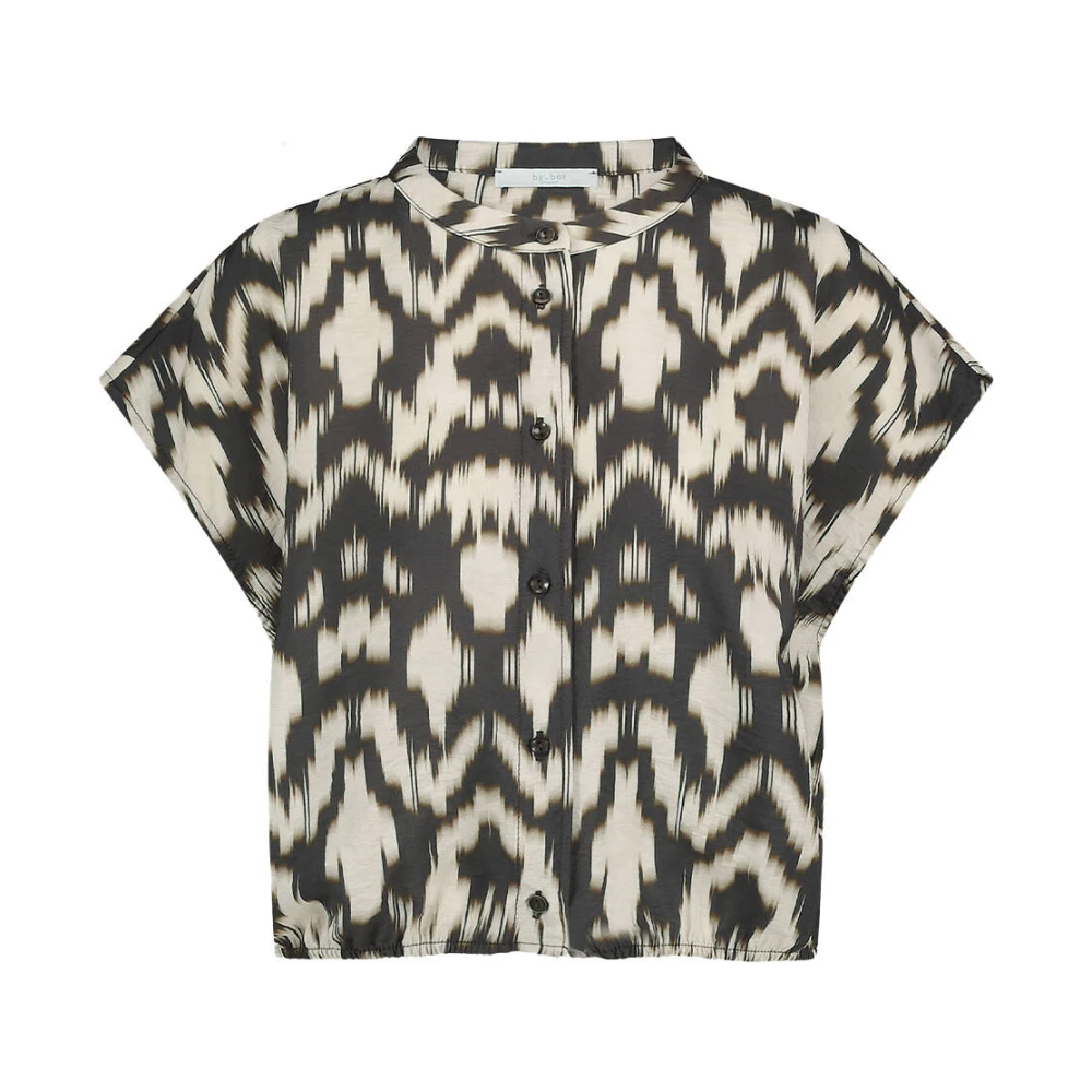 By-Bar Bruine Batik Blouse Korte Mouw Brown Dames