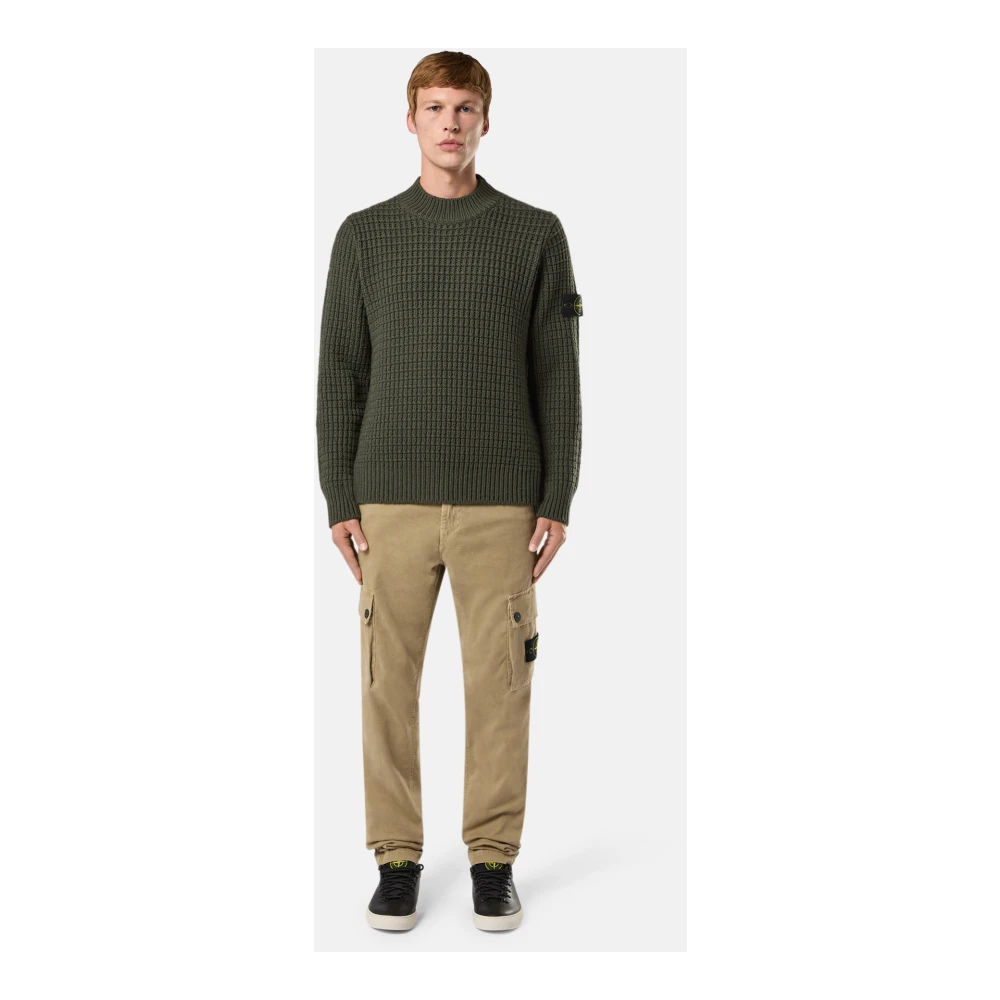 Stone Island Cargo Broek Stretch Gebroken Twill Katoen Beige Heren