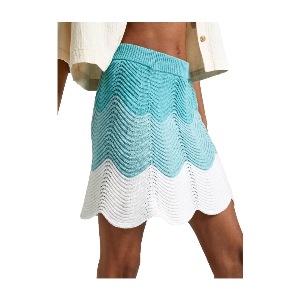 Pepe Jeans Elegante Gehaakte Rok Blue Dames