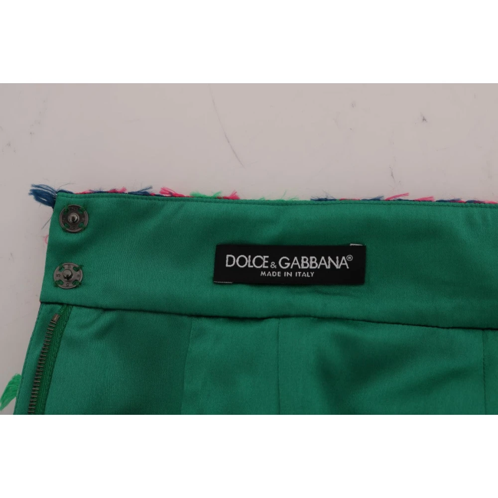Dolce & Gabbana Multicolor Jacquard Kokerrok Green Dames