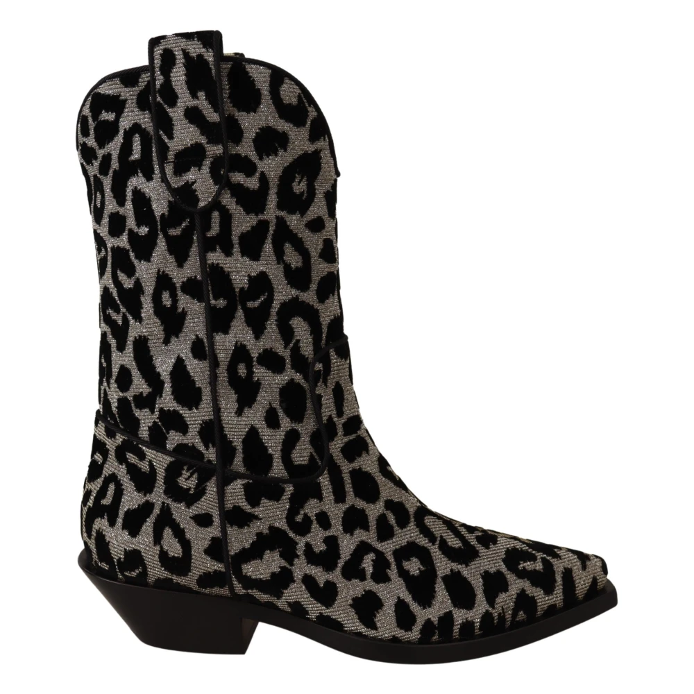 Dolce & Gabbana Women's Gray/Black Leopard Cowboy Boots
