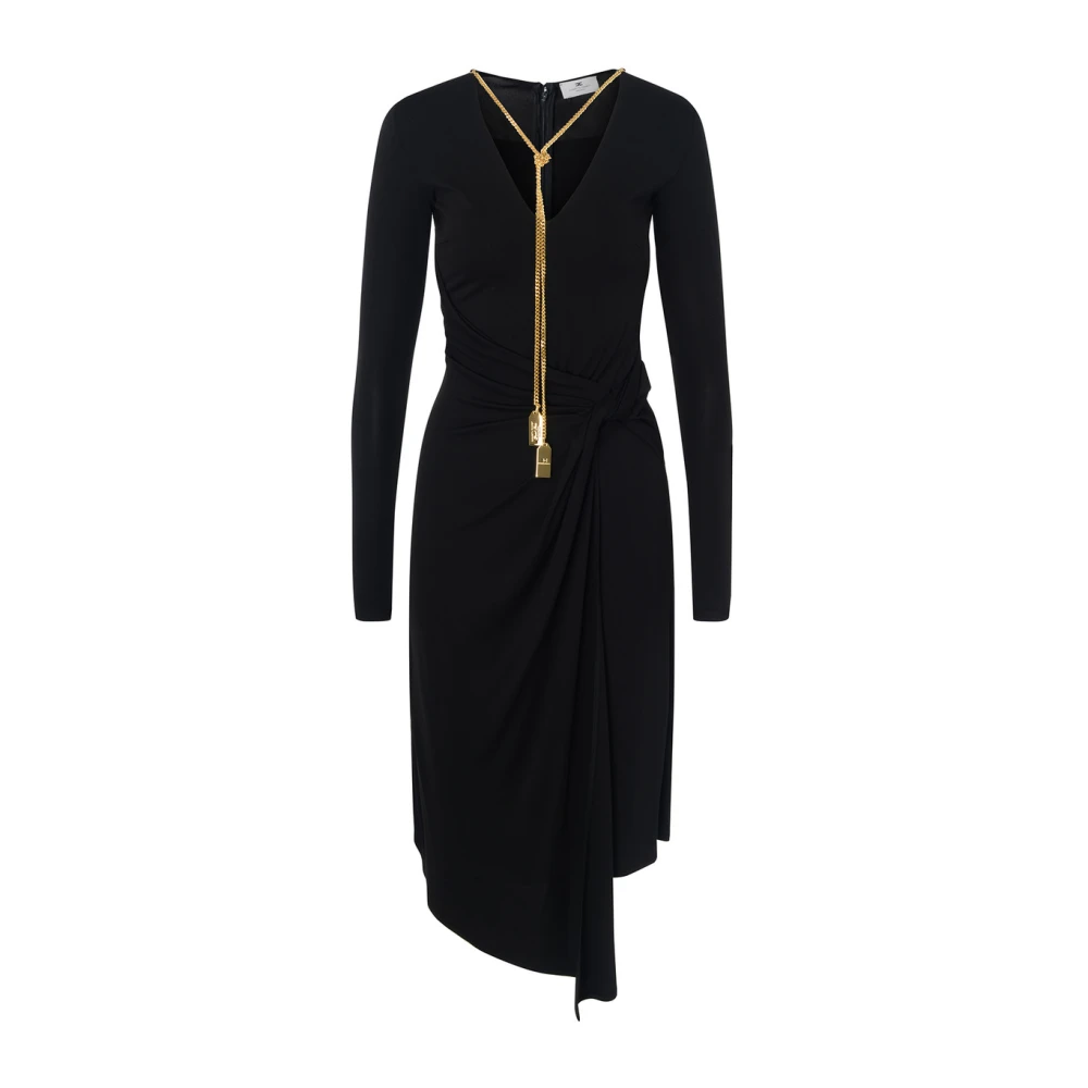 Elisabetta Franchi Zwarte Jurk Ab69746E2-110 Black Dames