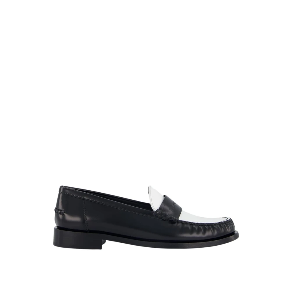 Ferragamo Black Loafers, Female, 1 1/2 Uk, Two-Tone Leather Moccasin Loafers