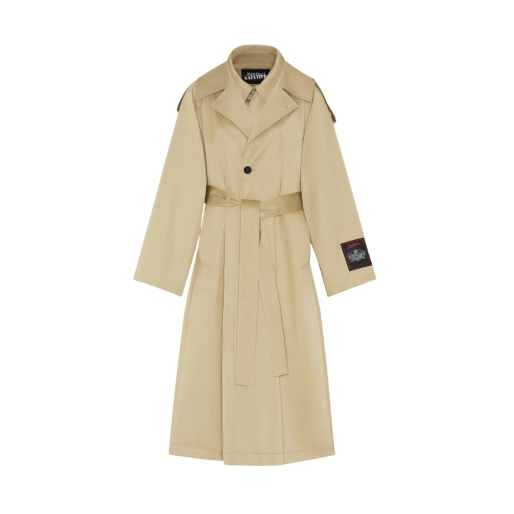 Jean Paul Gaultier Beige Twill Deconstructed Trench Coat Beige Dames