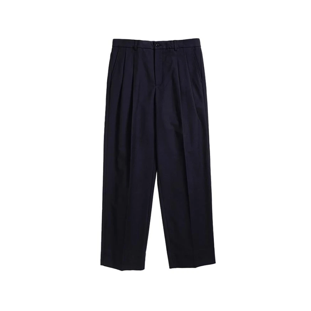 Norse Projects Relaxte katoenwol twill geplooide broek Blue Heren