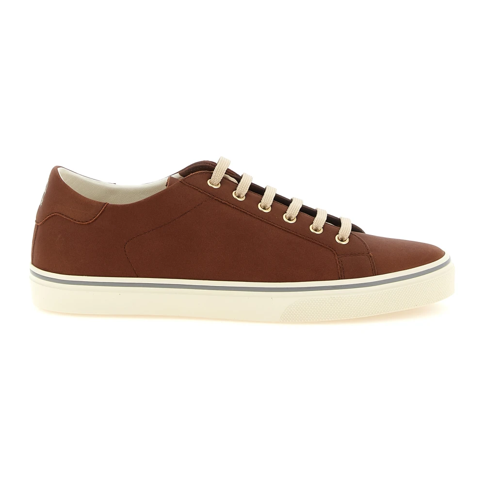 Brunello Cucinelli Leren Sneakers met Veters Heren Schoenen Bruin