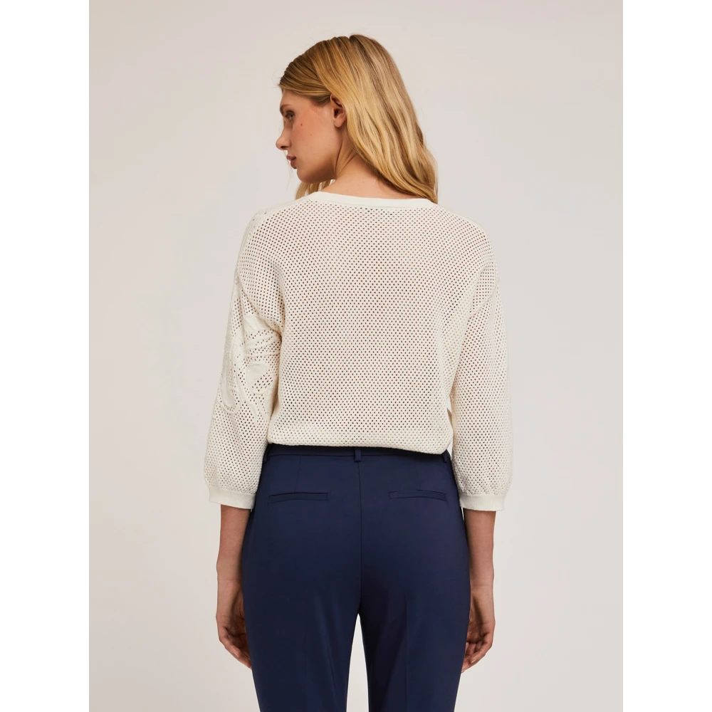 Motivi Geperforeerde trui met jacquard-ontwerp White Dames