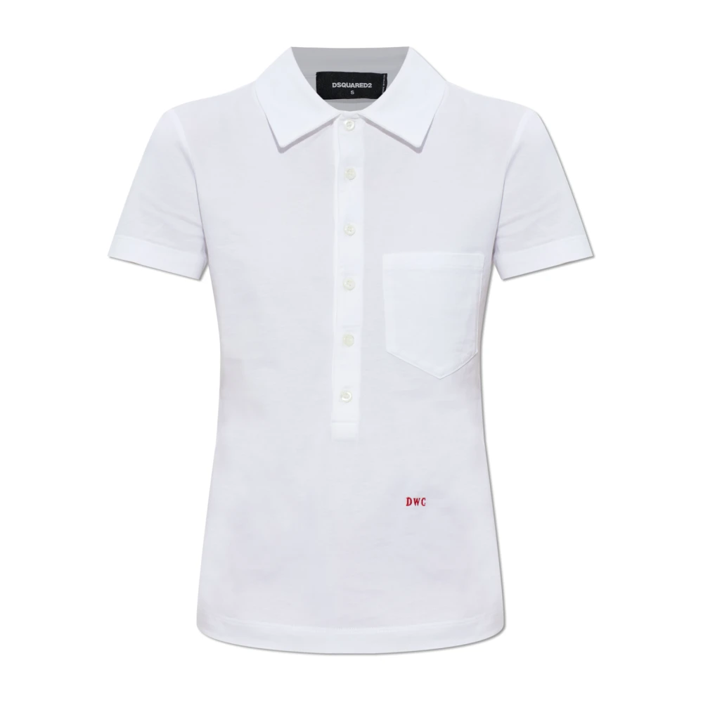 Dsquared2 Vrouw Wit Tops Dames, S, Katoen, Polo Met Zak