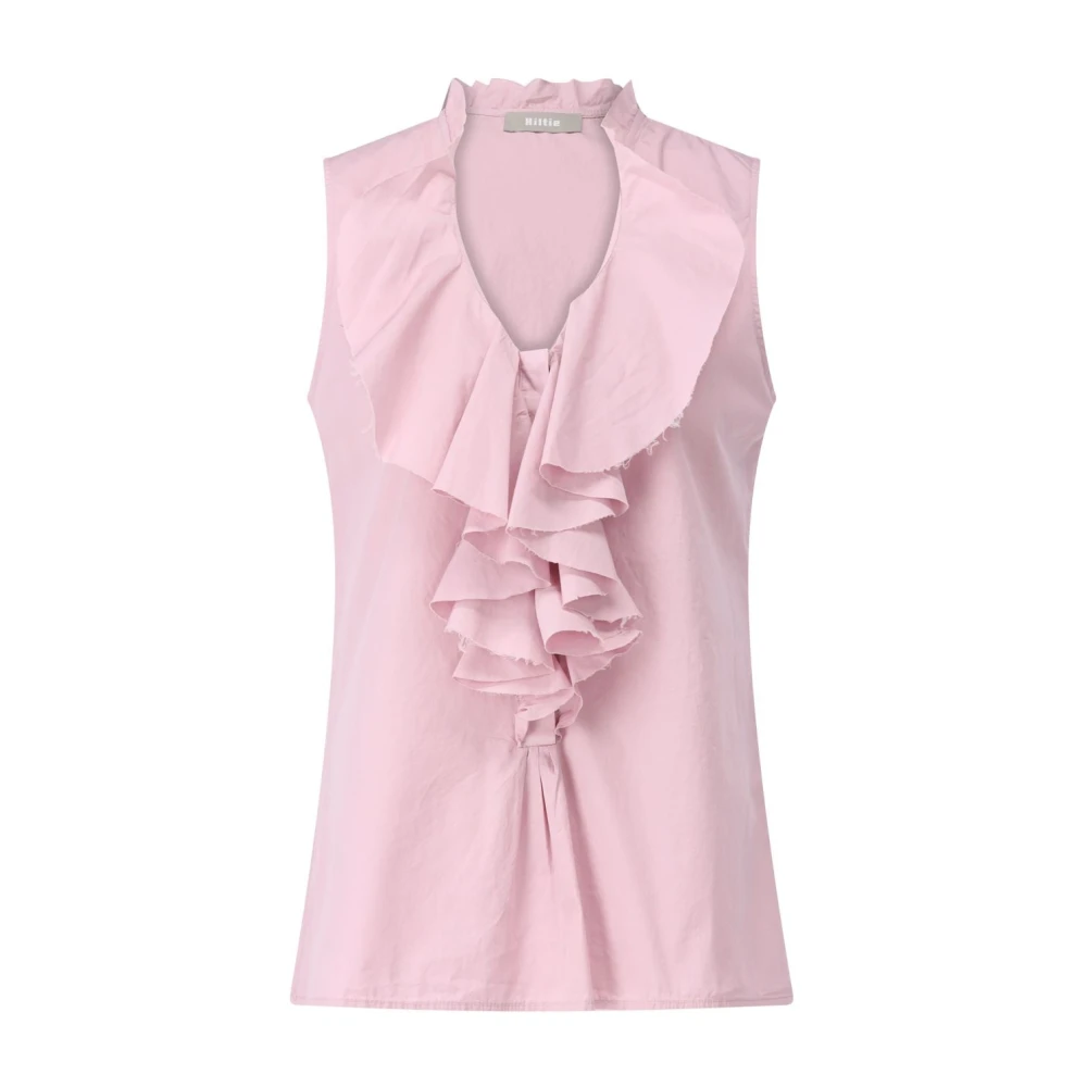 Kiltie Ruche korte mouw blouse Yvette Pink Dames