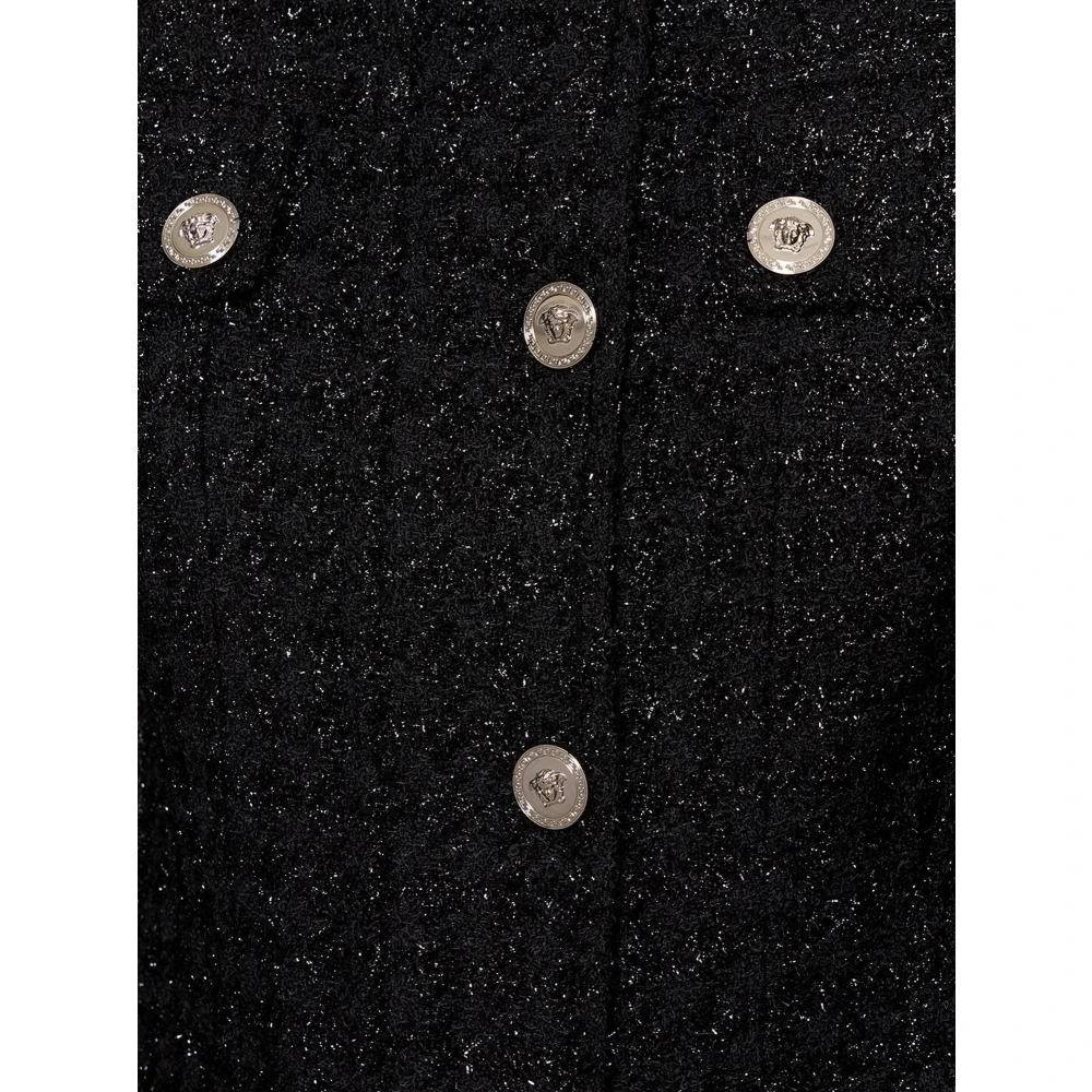 Versace Tweed Blazer met Lurex Effect Black Dames