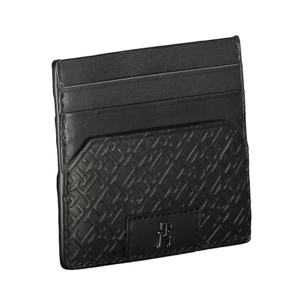 Tommy Hilfiger Zwarte leren portemonnee met kaarthouder Black Heren