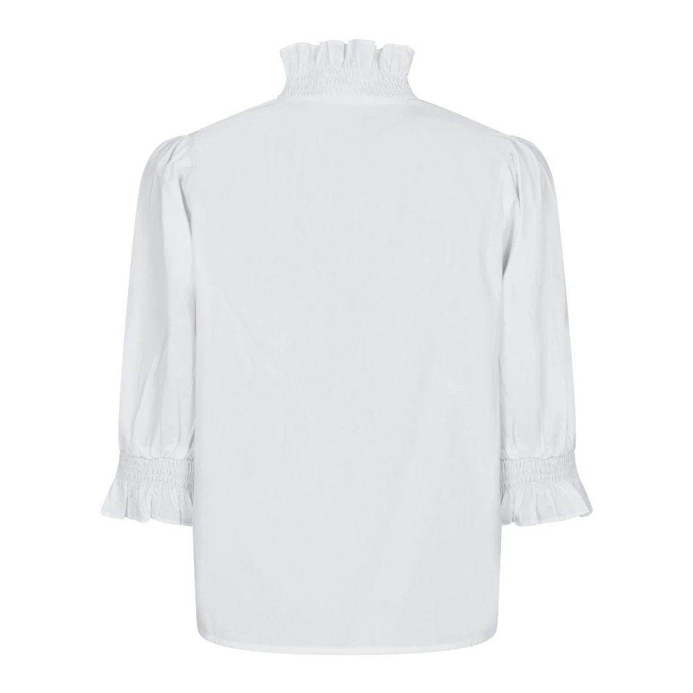 NEO NOIR Witte Poplin Blouse met Ruchedetails White Dames