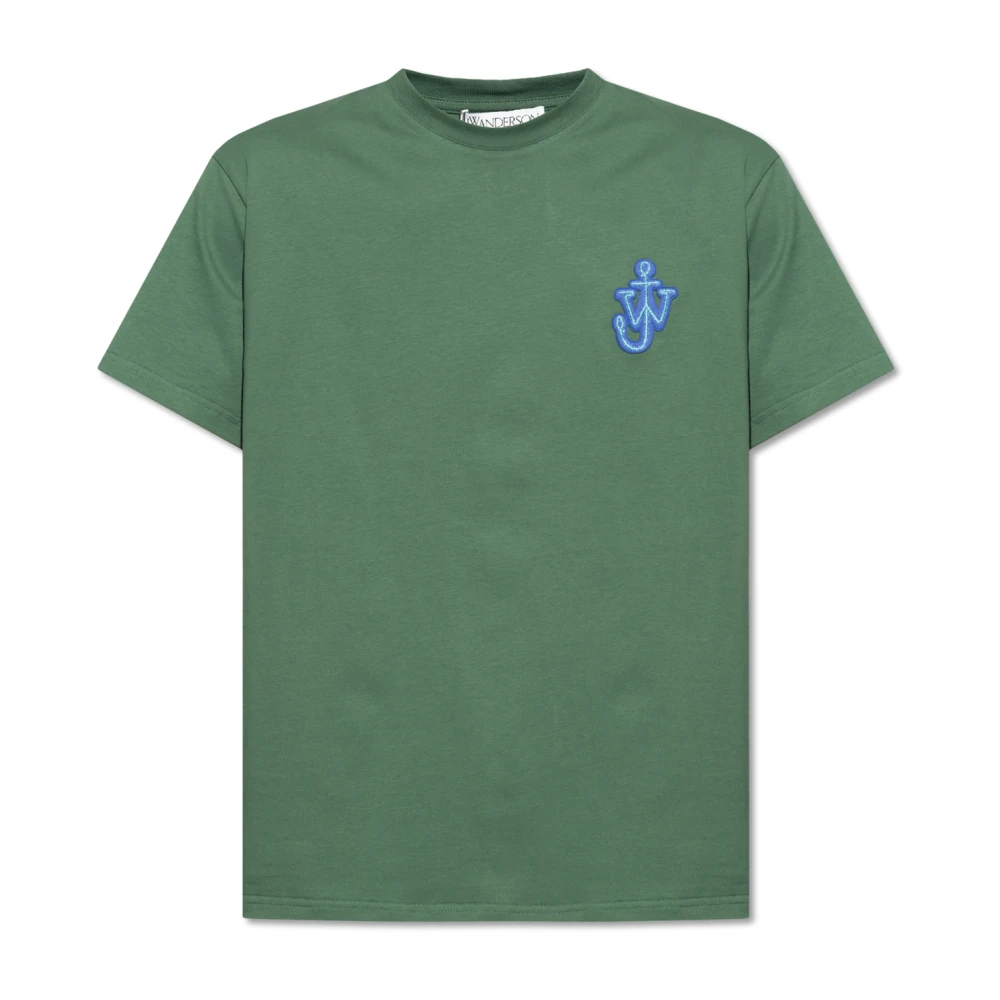 JW Anderson Katoenen T-Shirt met Logo Patch Green Heren