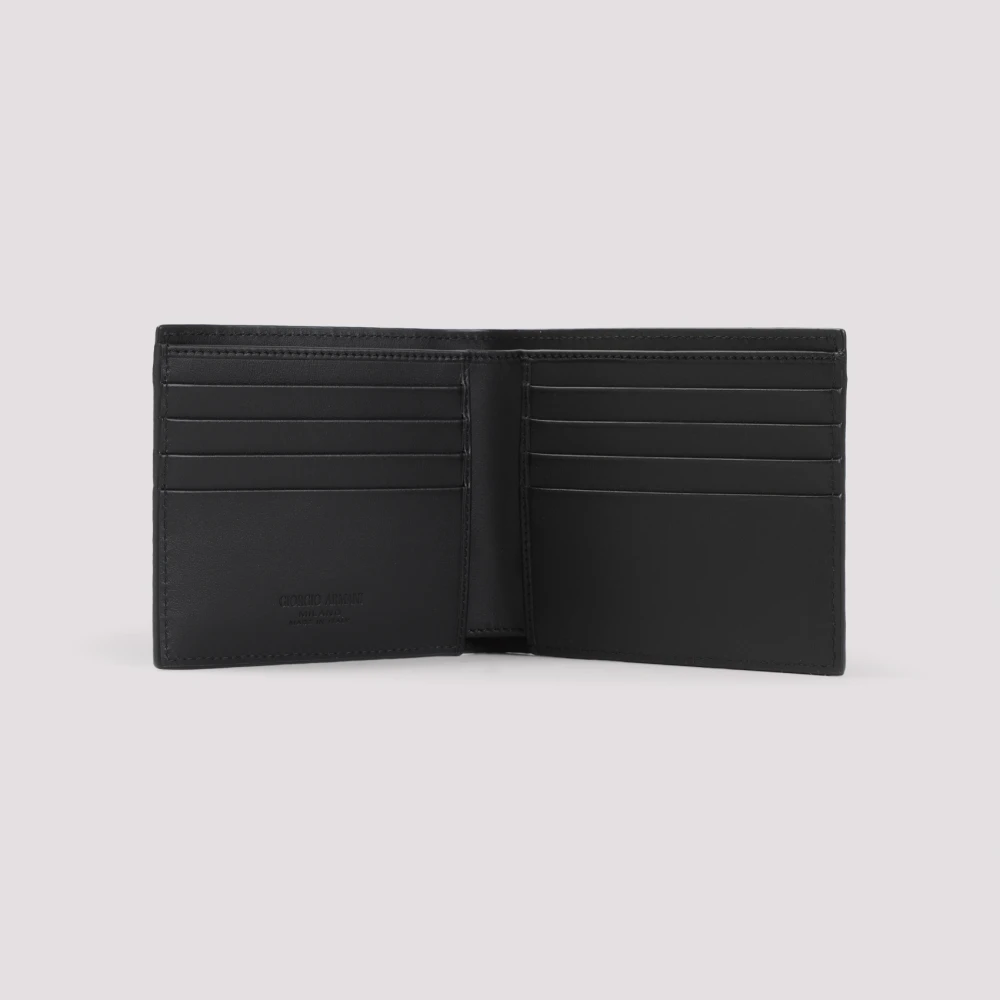 Giorgio Armani Zwarte Leren Portemonnee Stijlvol Accessoire Black Heren