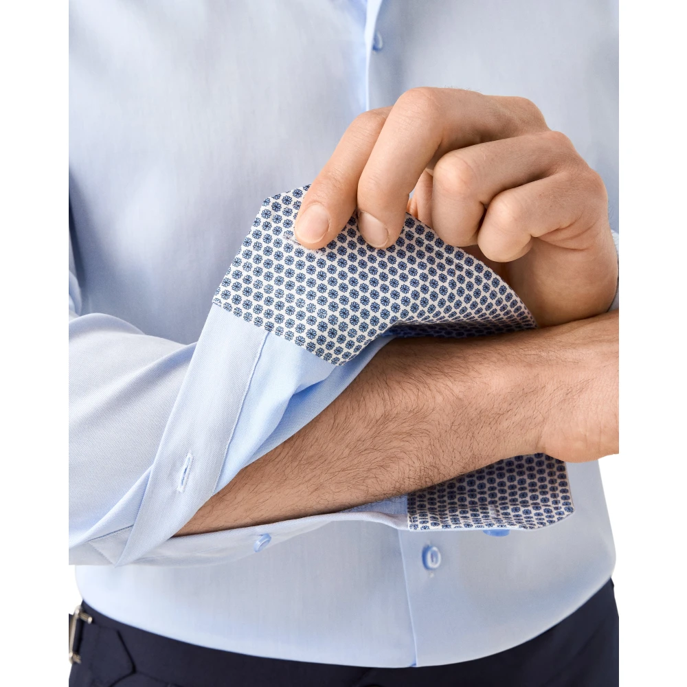 Eton Lichtblauw Signature Twill Eigentijds Overhemd Blue Heren