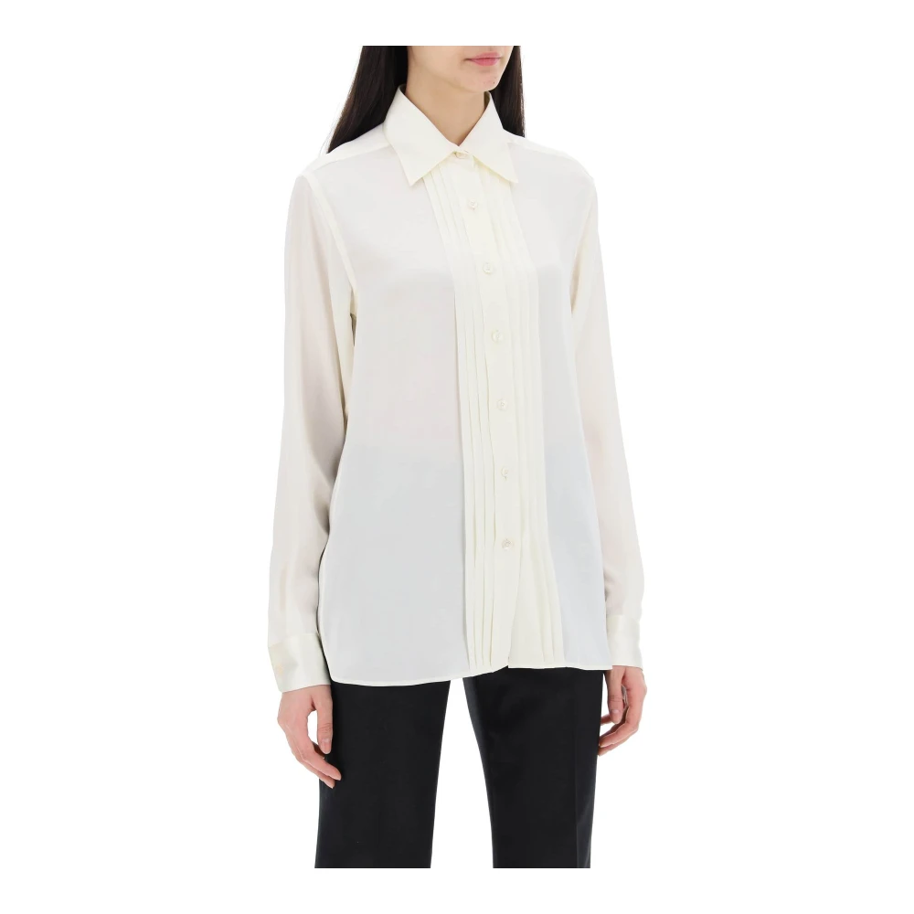 Tom Ford Zijden Charmeuse Blouse Shirt White Dames