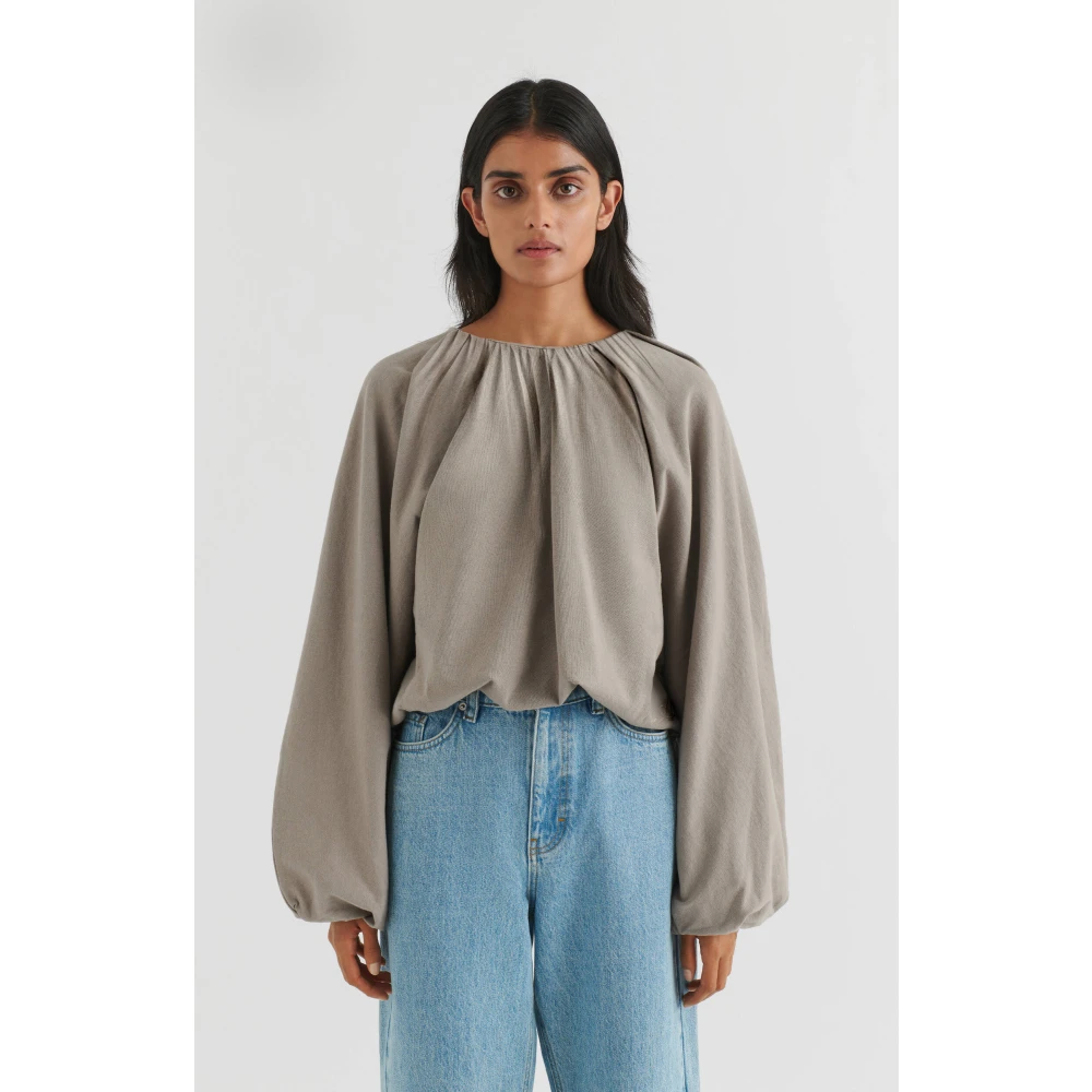 Axel Arigato Sade Gathered Pullover Gray Dames