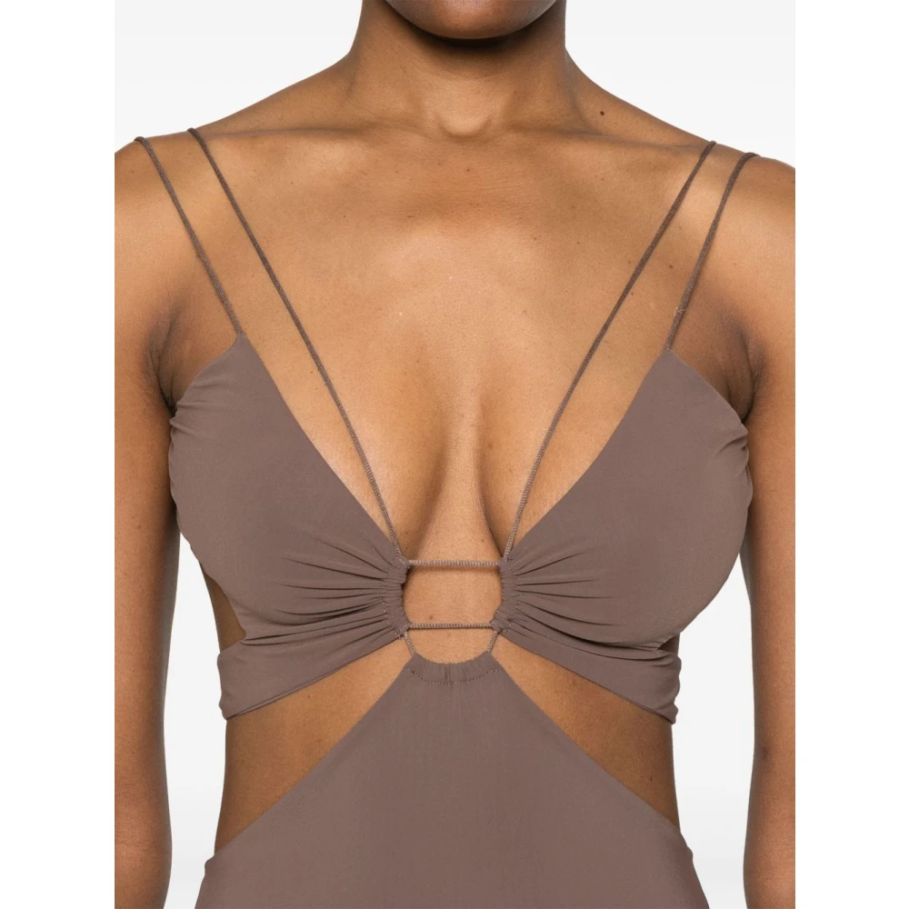 Amazuin Bruine Cut-Out Spaghetti Strap Jurk Brown Dames