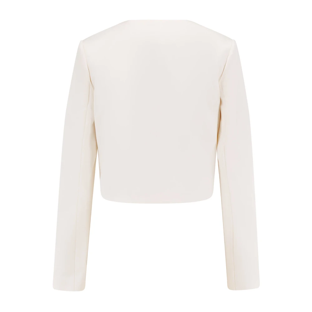 Self Portrait Satijnen Blazer met 3D Bloem Beige Dames