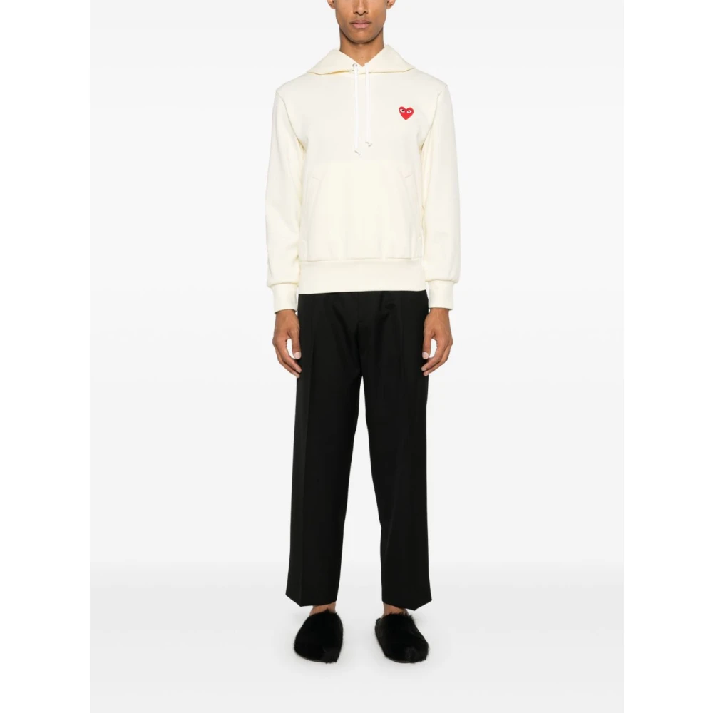 Comme des Garçons Witte Sweater met Hart Patch White Heren