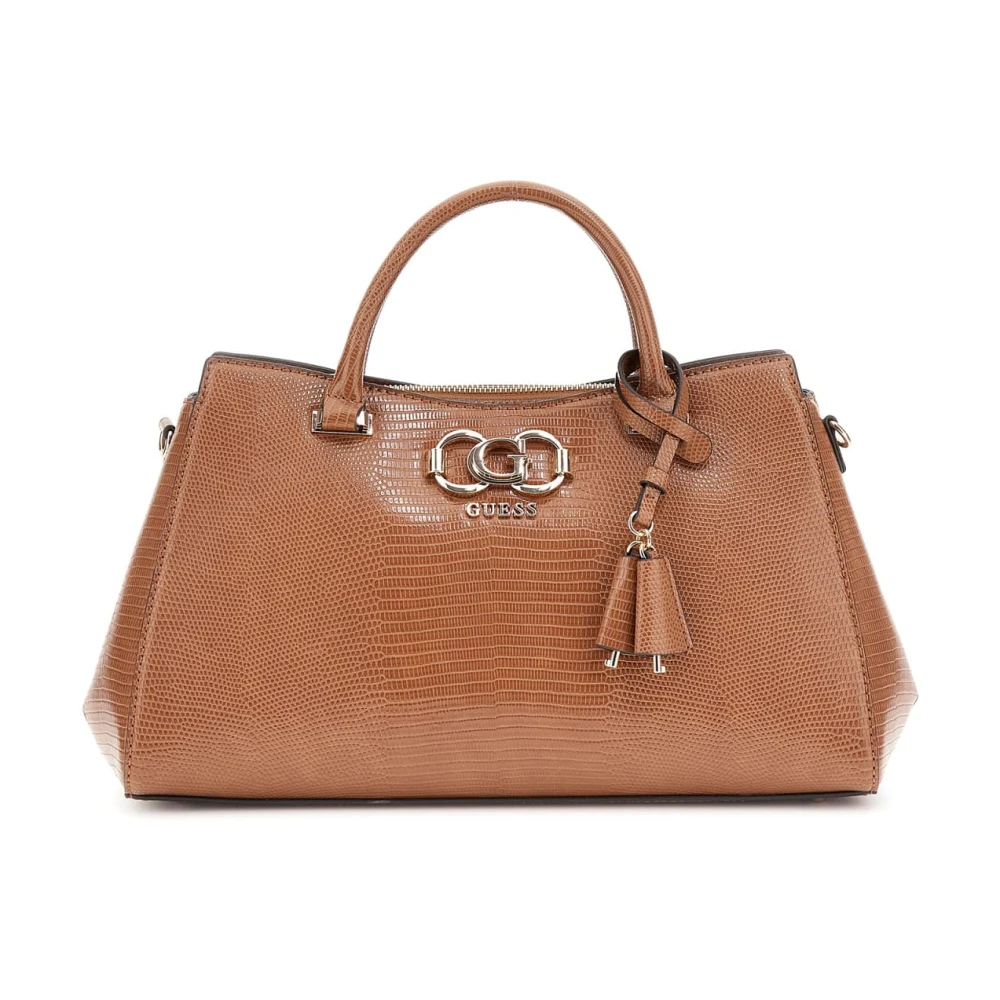 Guess Women's Brown Anadela 3 Compartment Satchel Bag Cognac