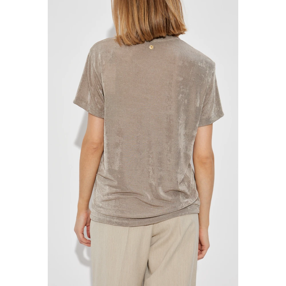 Ami Paris T-shirt met ronde hals Beige Dames