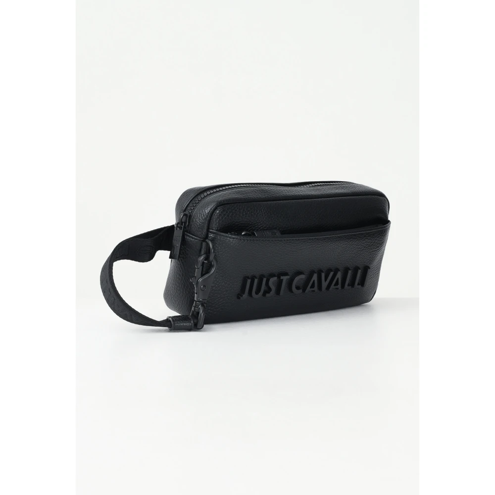 Just Cavalli Zwarte Eco-leren Compacte Pochette Tas Black Heren