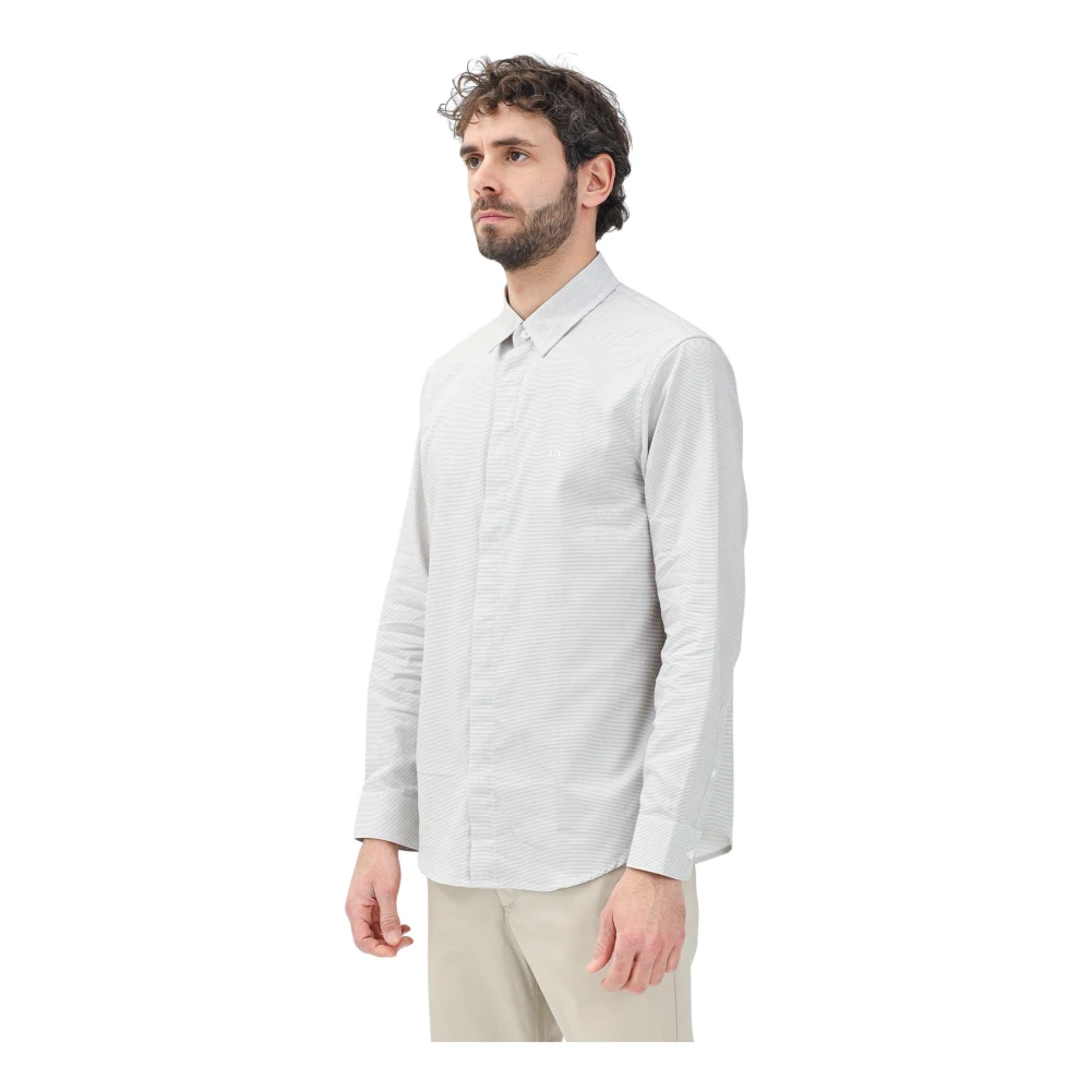Armani Exchange Gestreept overhemd met lange mouwen Gray Heren