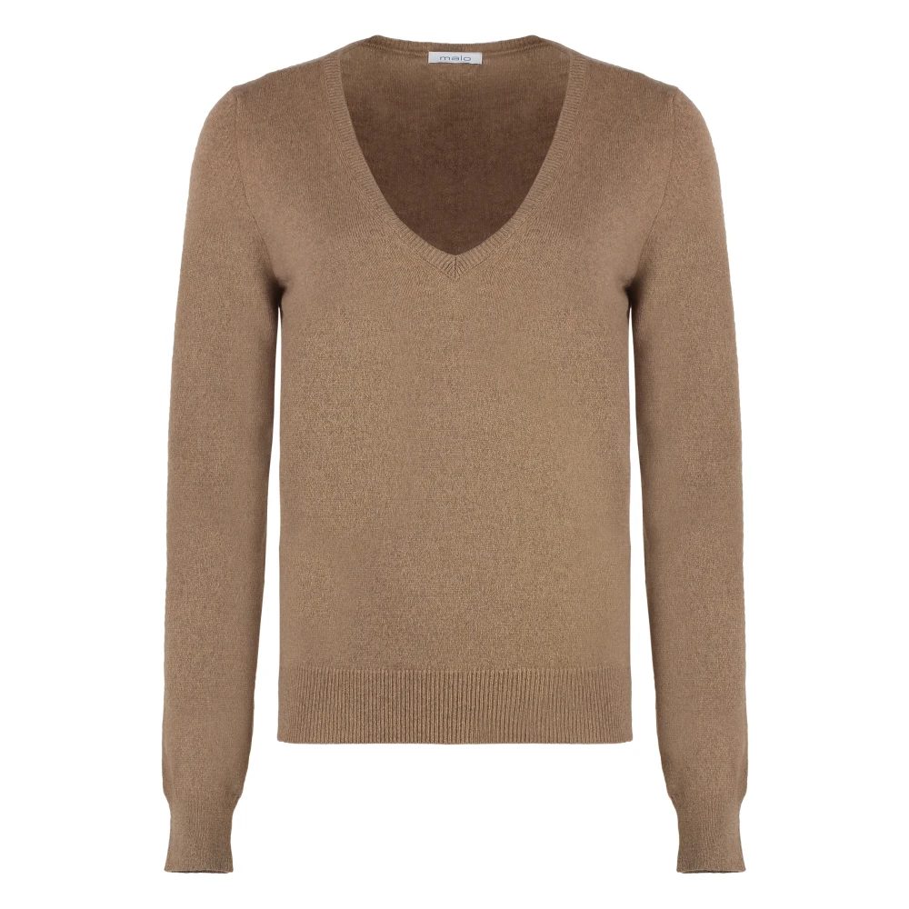 Malo Kasjmier Ribgebreide Trui Brown Dames