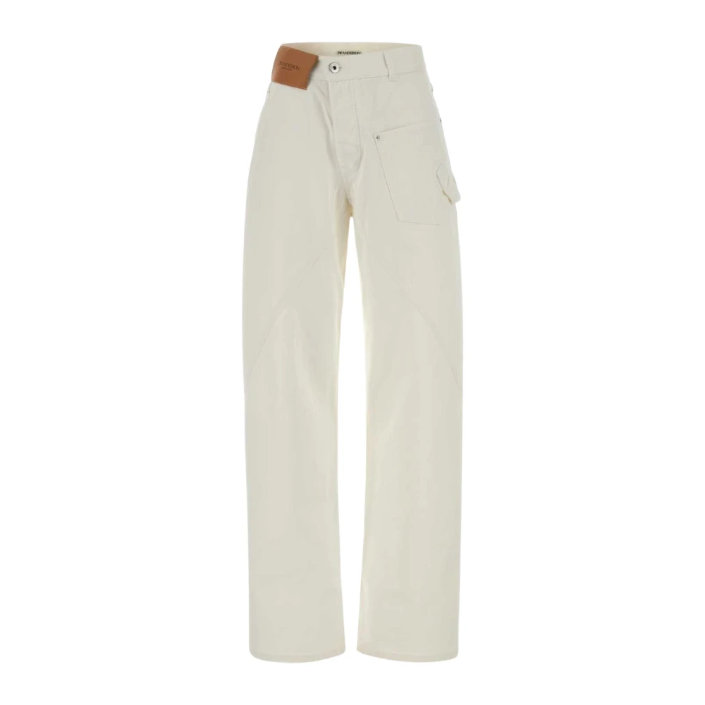 Jw Anderson Women's White Wide Trousers, W26, Twisted Denim Jeans