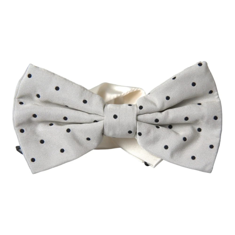 Dolce & Gabbana Men's White Polka Dot Polyester Bow Tie