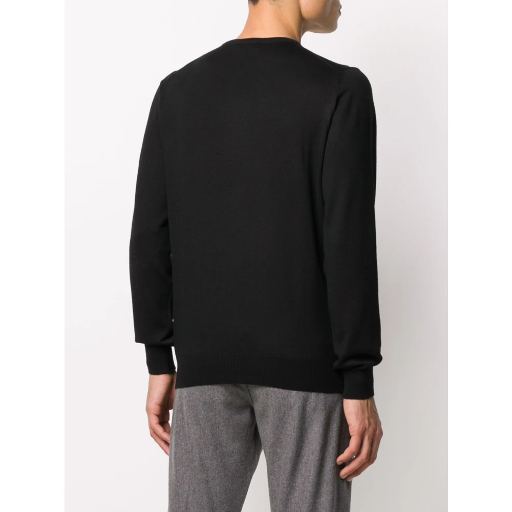Barba Virgin Wool Crew-Neck Gebreide kleding Black Heren