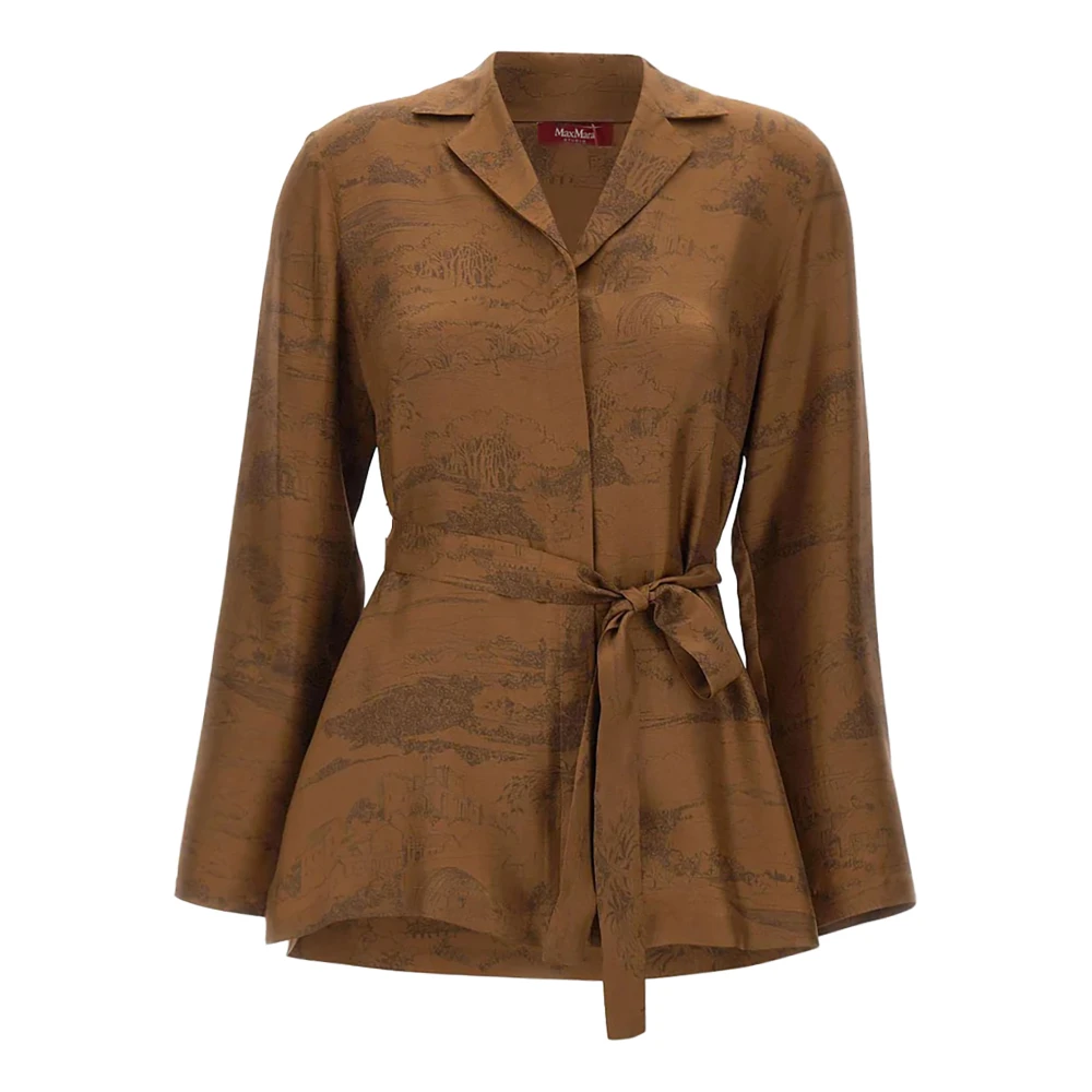 Max Mara Studio Brun Giacca Seta Cioccolato