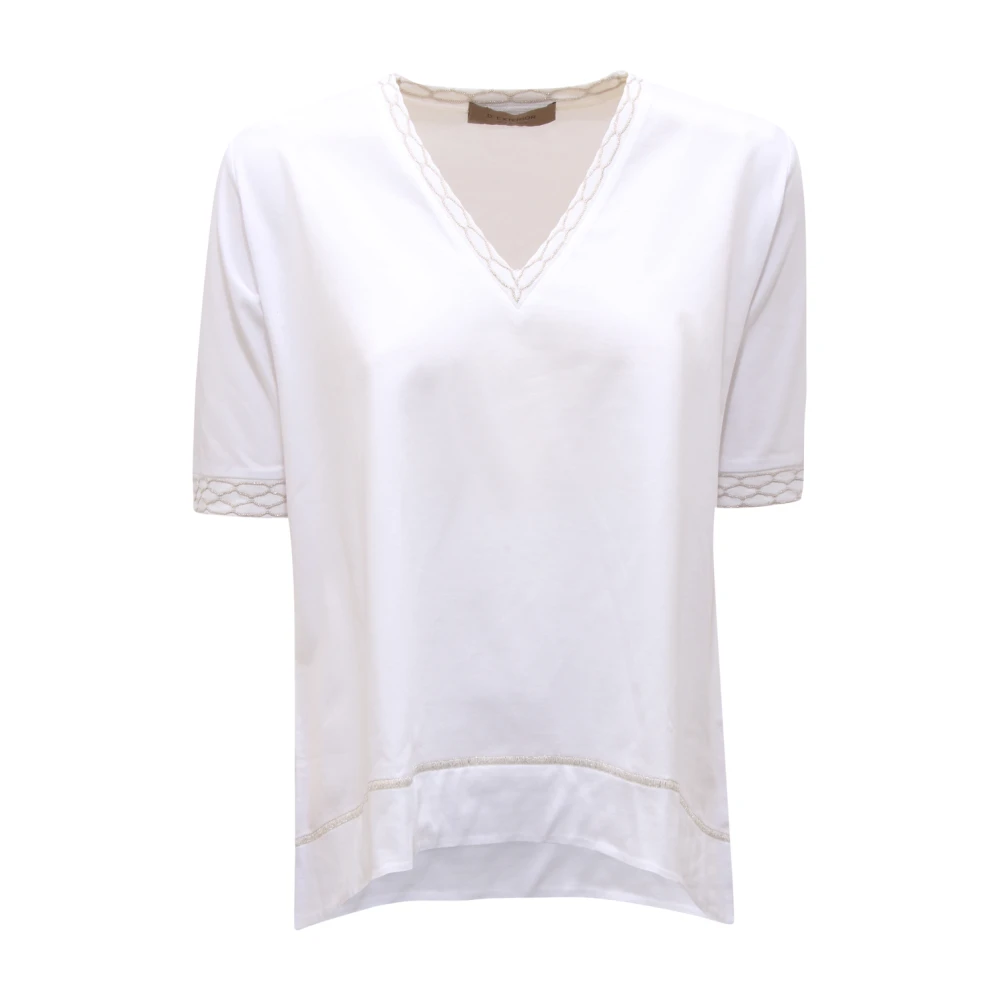 D.exterior Women's White Lurex Jersey T-Shirt - T-Shirts - S - Tops