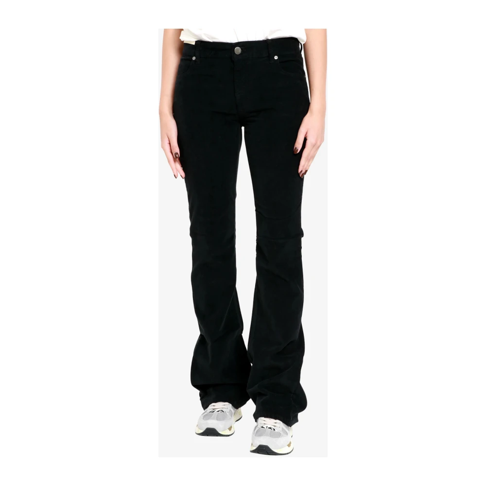 PT Torino Zwarte Fluweel Flare Jeans Black Dames