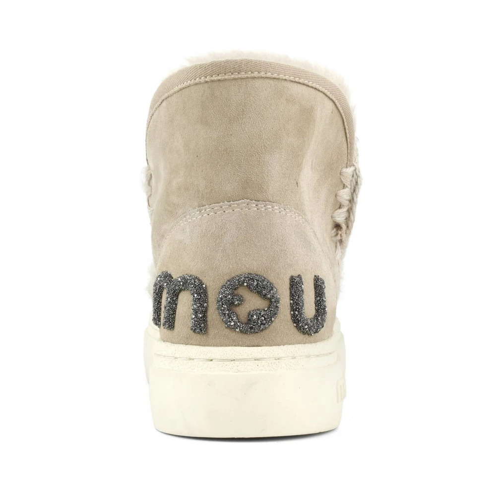 Mou Beige Eskimo Sneaker met Glitter Logo Beige Dames