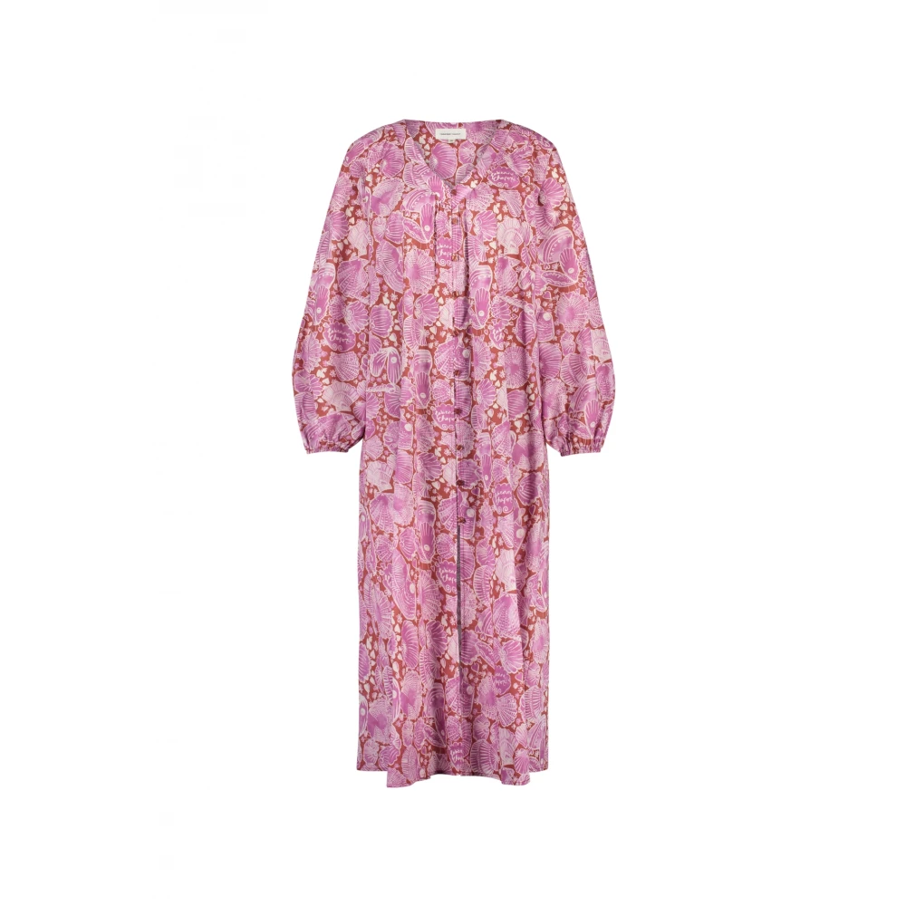 Fabienne Chapot Rode Roze Bloemen Maxi Jurk Pink Dames