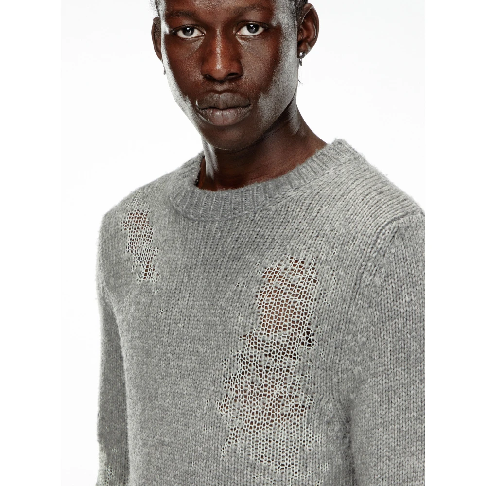 Diesel Mesh Detail Wollen Trui Gray Heren
