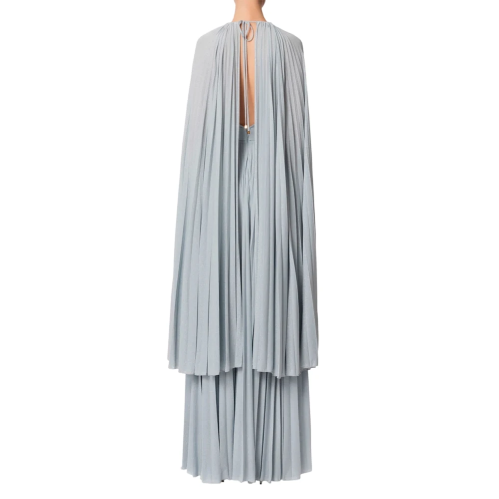 Elisabetta Franchi Elegante Avondjurk met Gouden Details Blue Dames