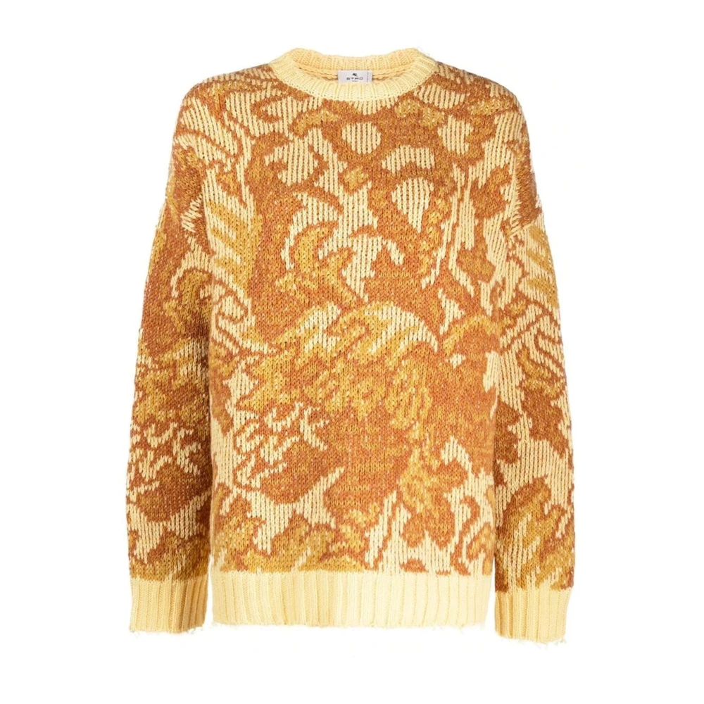 ETRO Jacquard Wollen Trui Ronde Hals Yellow Dames