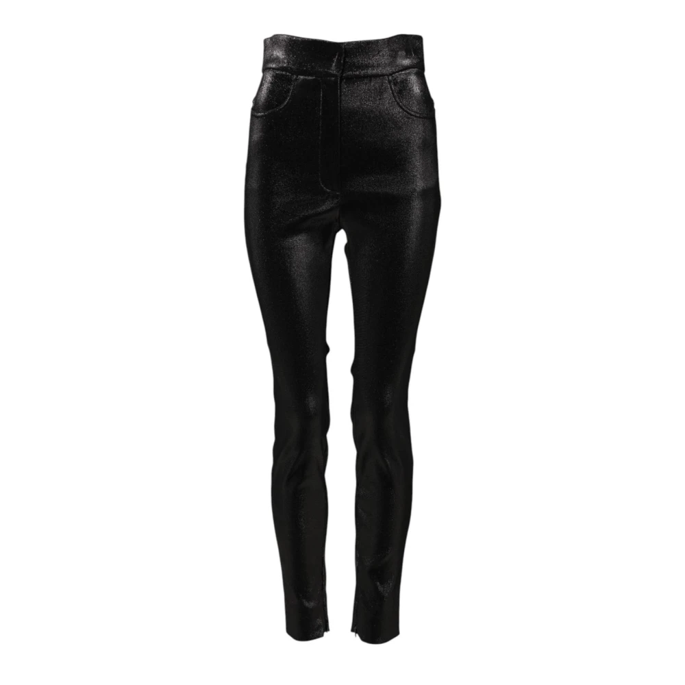 Dolce & Gabbana Women's Black Skinny Cotton Trousers With Lurex - Skinny Trousers - S - Trousers