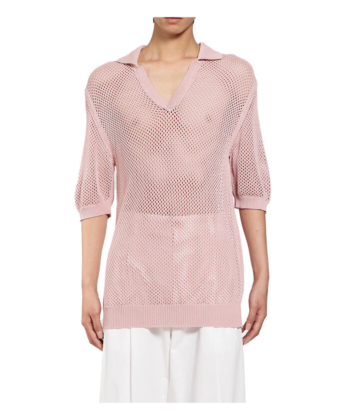 multicolor-openwork-knit-polo-shirt