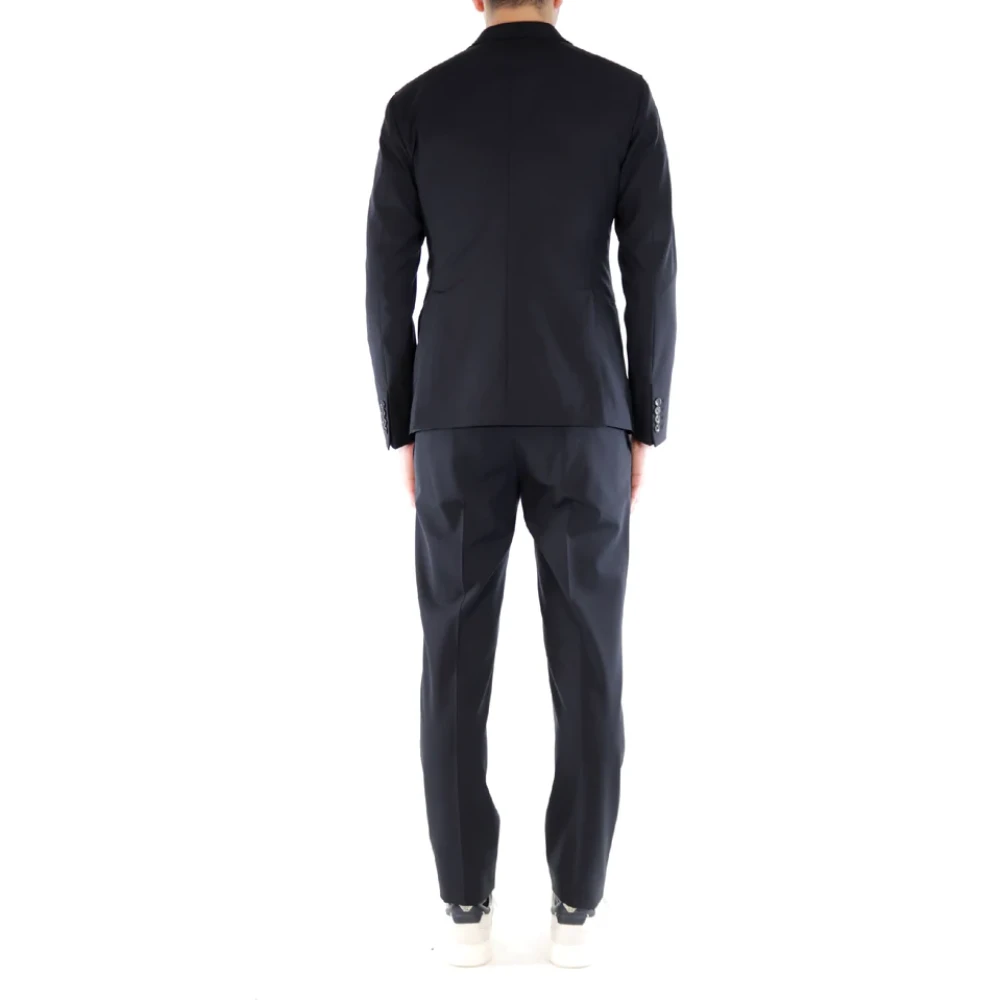 Emporio Armani Dubbelbreasted wollen jurk met revers Blue Heren