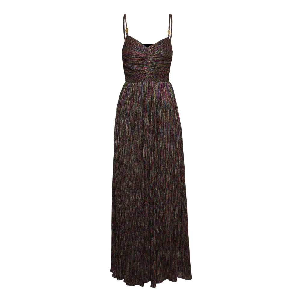 Just Cavalli Färgglad lurex lång klänning med V-ringning Multicolor, Dam