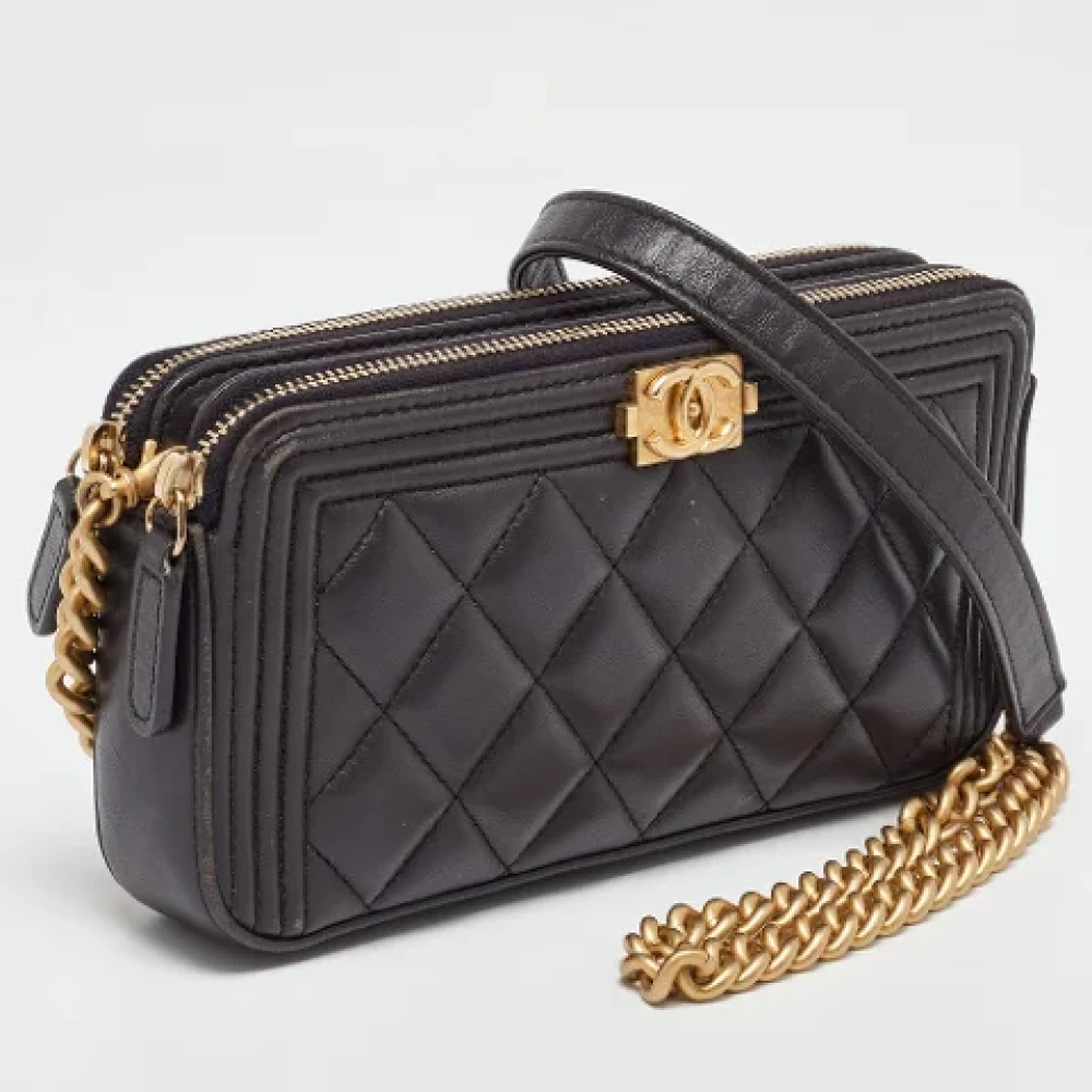 Chanel Vintage Pre-owned Leather clutches Gray Dames