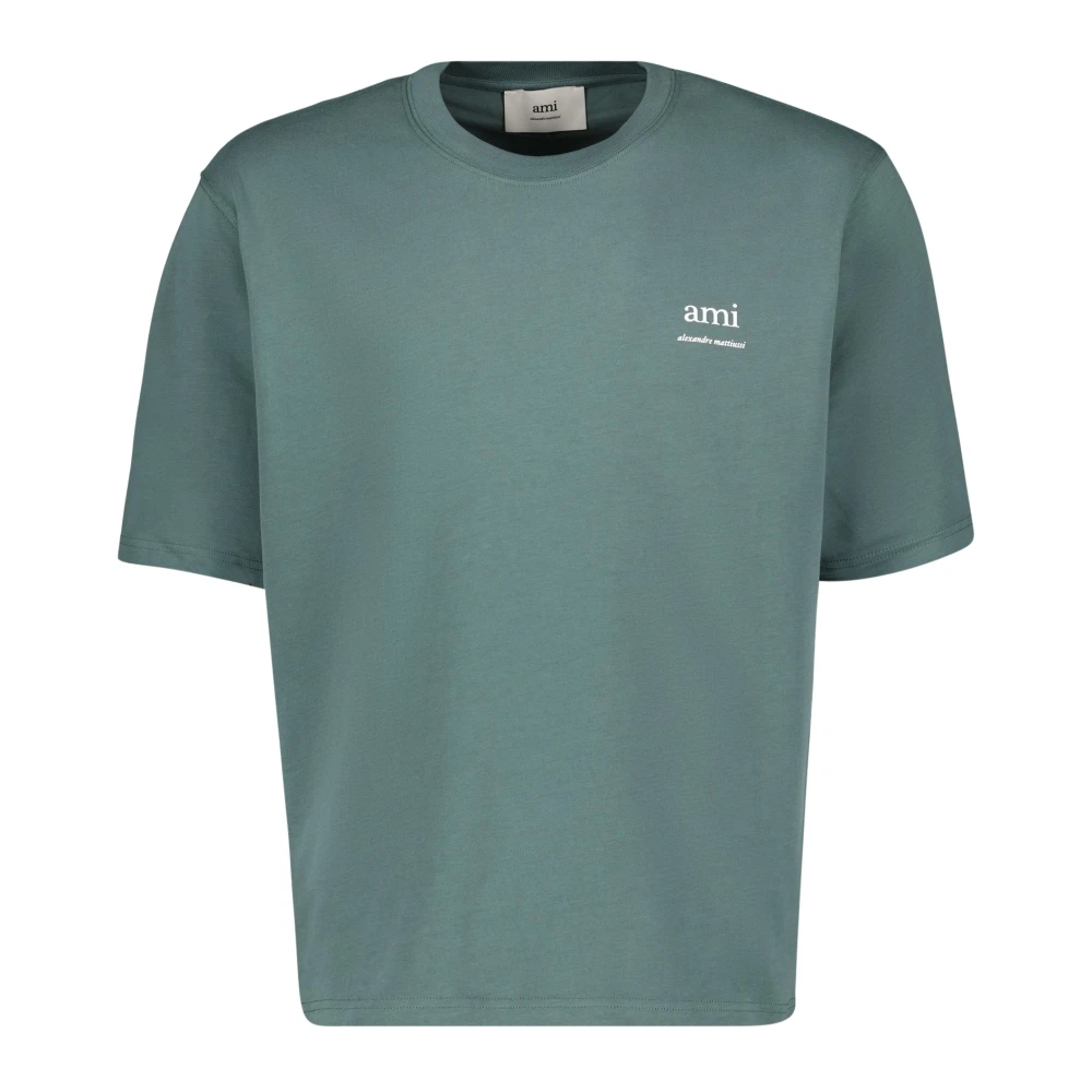 Ami Paris Biologisch Katoen Groen T-shirt Green Heren
