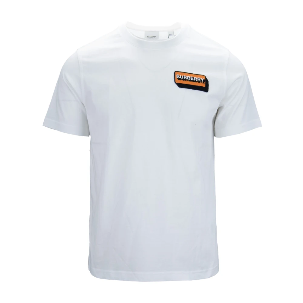 Burberry Heren Slip-On T-Shirt met Logo Patch White Heren