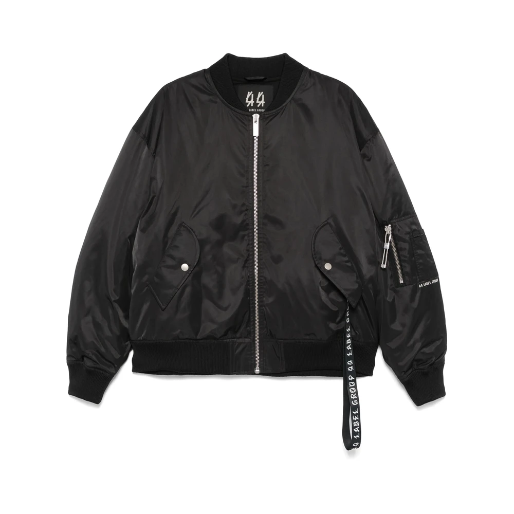44 Label Group Zwart rits vooraan buitenkleding met zakken Black Heren