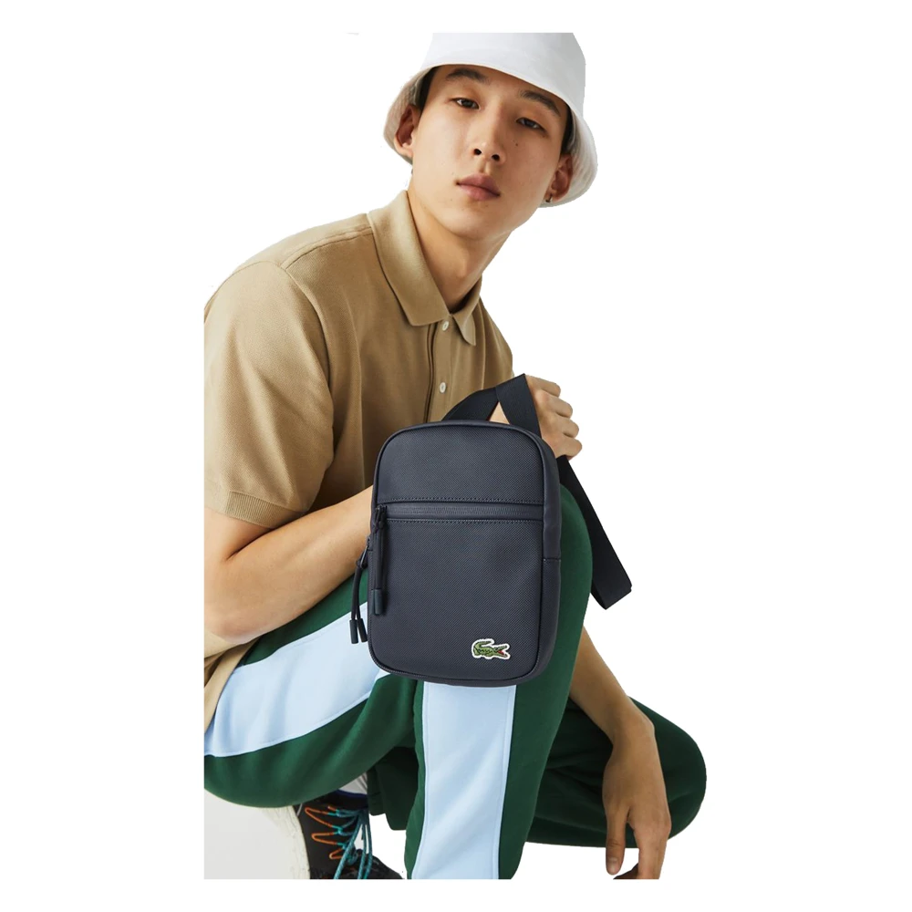 Lacoste Canvas Schoudertas voor Kinderen met Rits Blue Heren