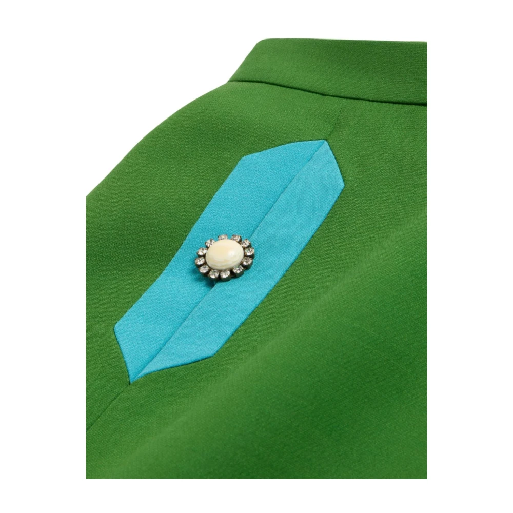 Valentino Garavani Hoge Taille Juweelknoop Mini Rok Green Dames